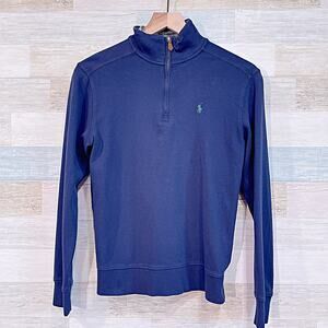 POLO Ralph Lauren 1/4 Zip Cotton Jersey Pullover Blue Boys Large 14 16
